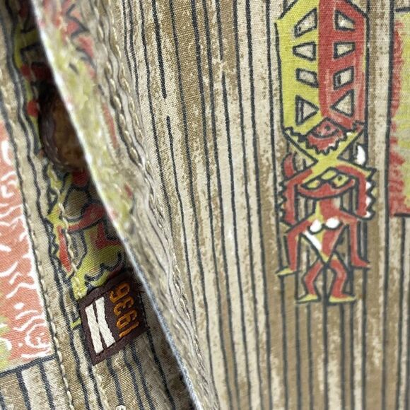 Kahala 1936 Tan/BrownTropical Stripe Print Casual Button Down Shirt Sz  … - Picture 4 of 7